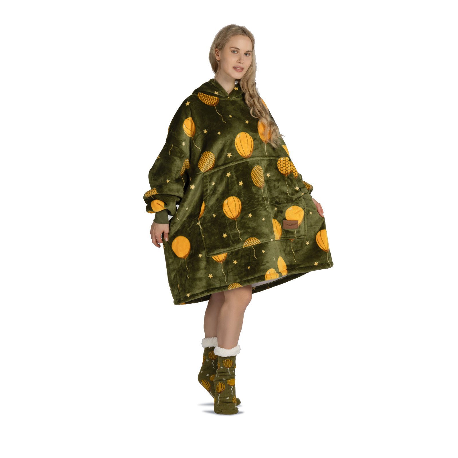 Image of Hoodie deka za odrasle Svilanit Baloons + Poklon čarape 