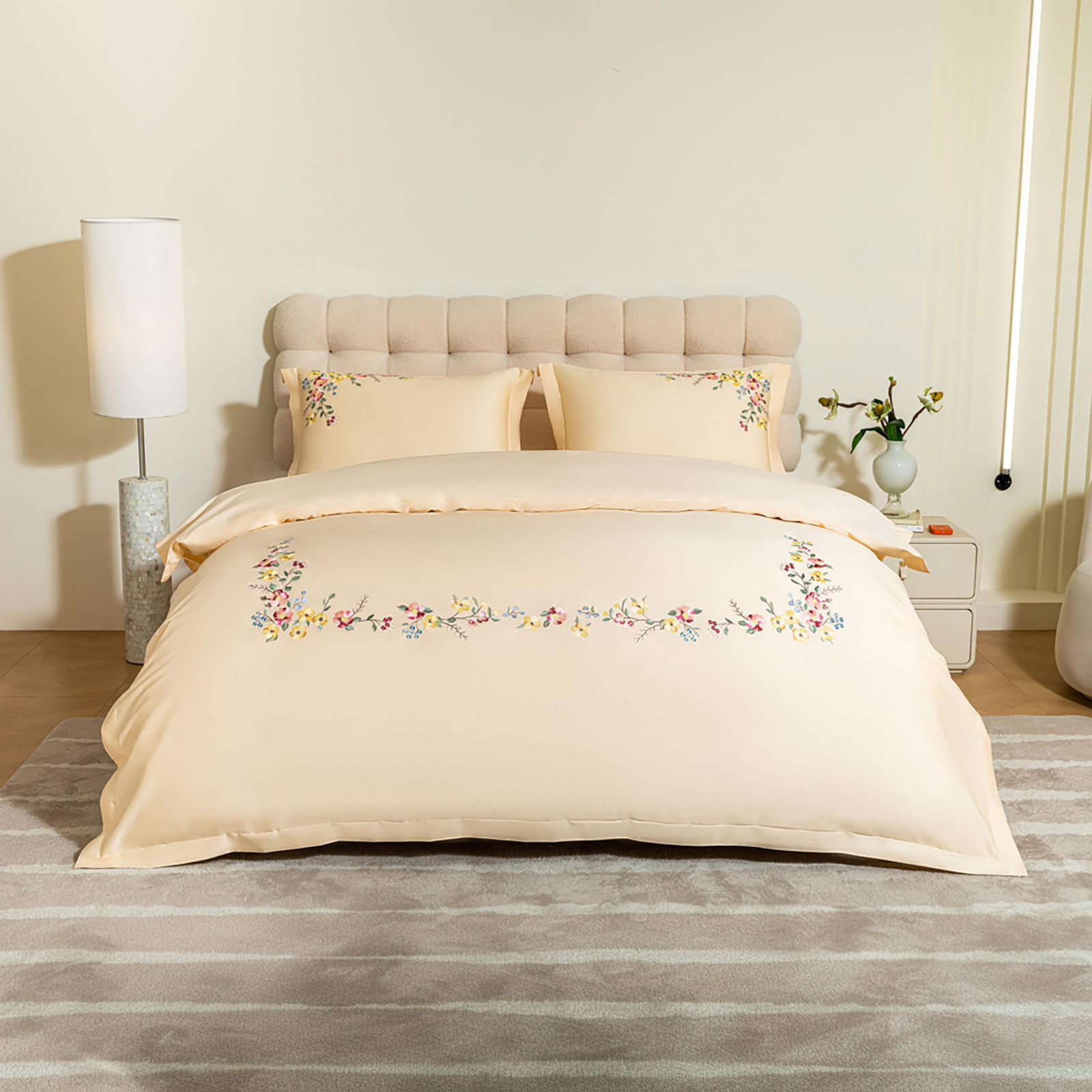 Image of Pamučno satenska PREMIUM vezena posteljina Svilanit Roses