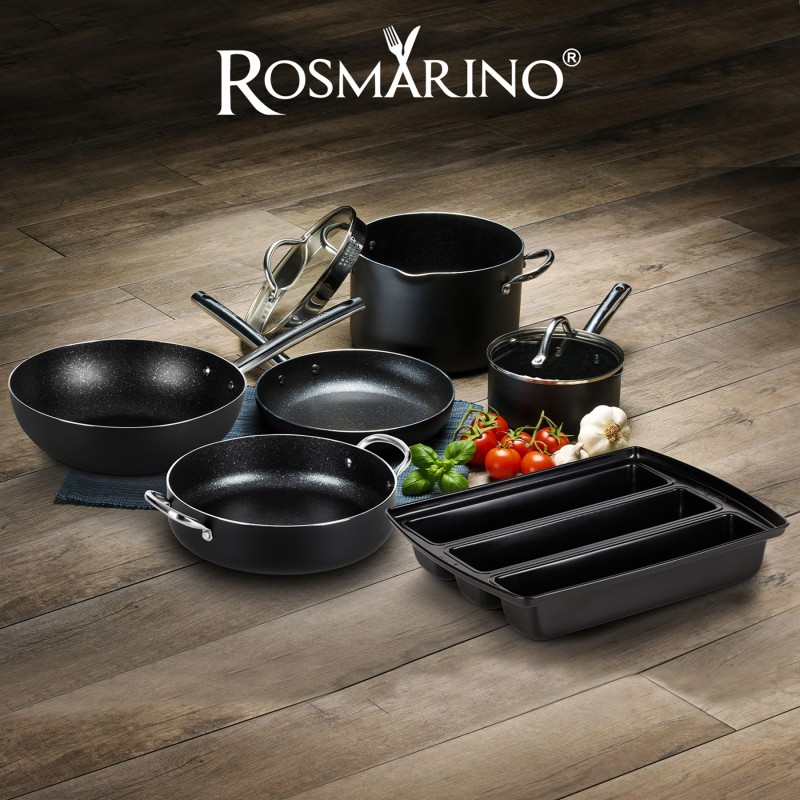 Visoki lonec s stekleno pokrovko Rosmarino Roma spada v rang premium posode in poskrbi za pravi mednarodni kuharski utrip v vaši kuhinji. Neoprijemljiv premaz v videzu vulkanskega kamna omogoča naraven način kuhanja, z malo maščobami. Linija posode temelji na večslojni sestavi, s čimer je zagotovljena dolga življenjska doba ter visoka stopnja odpornosti in vzdržljivosti posode. Kot nalašč za vsako vašo kulinarično izkušnjo!