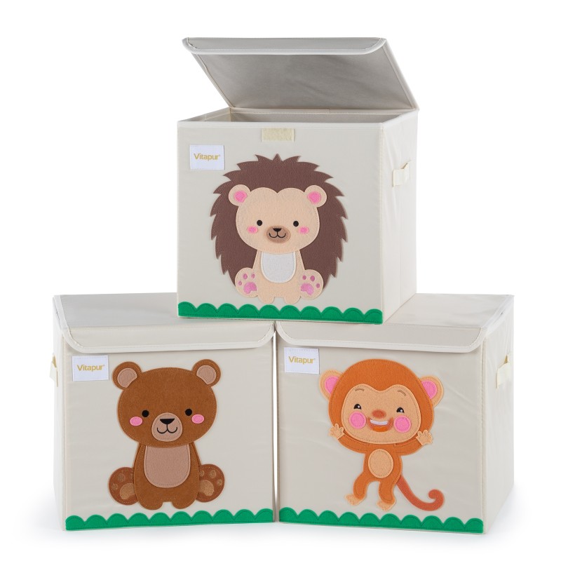 3-delni set otroških škatel za shranjevanje Vitapur - opica, jež, medved
