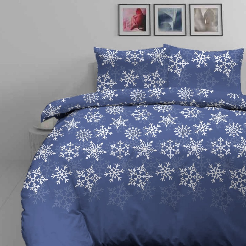 Bombažna posteljnina Svilanit White Snowflakes