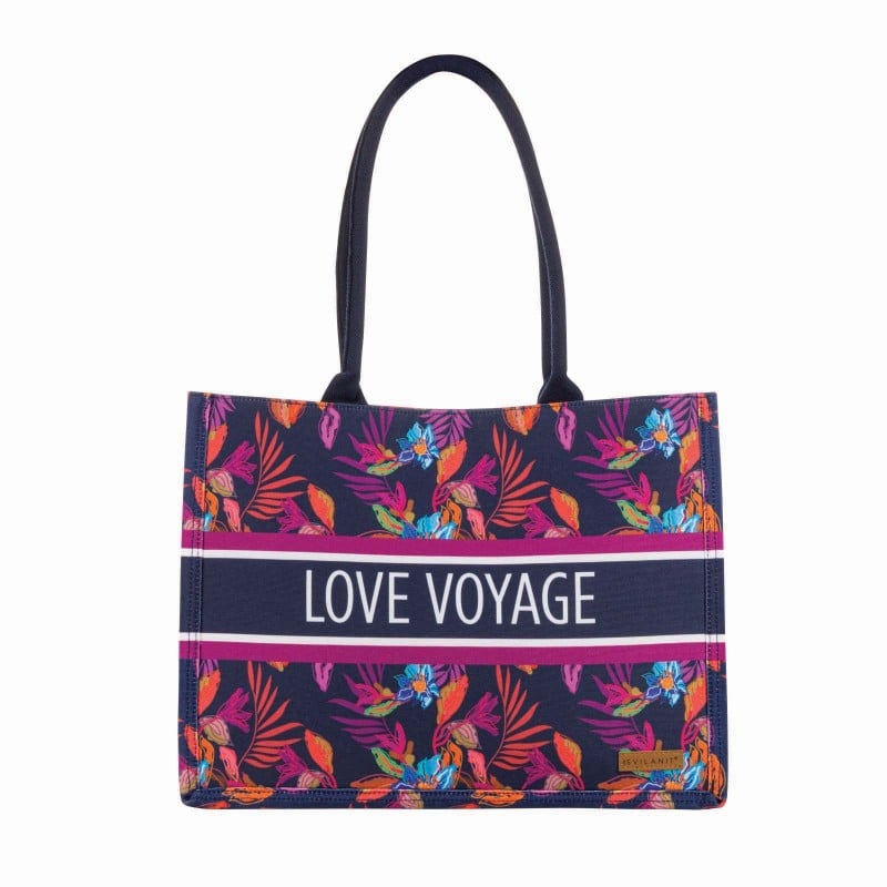 Modna torba Svilanit Love Voyage, modro-rožnata