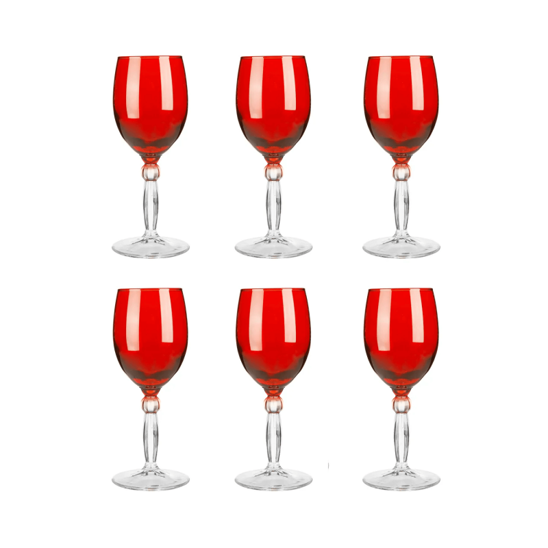 6-delni set vinskih kozarcev, rdeči