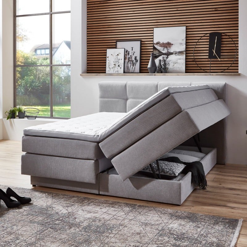 Boxspring postelja s predalom Vitapur Milano - svetlo siva