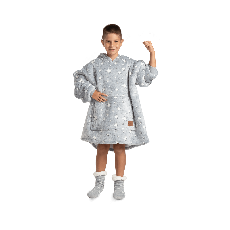Otroška hoodie odeja Svilanit, zvezdice + Darilo: Nogavice