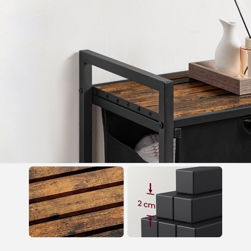 Koš za perilo Songmics Ila Duo – 2 x 46 L, črn