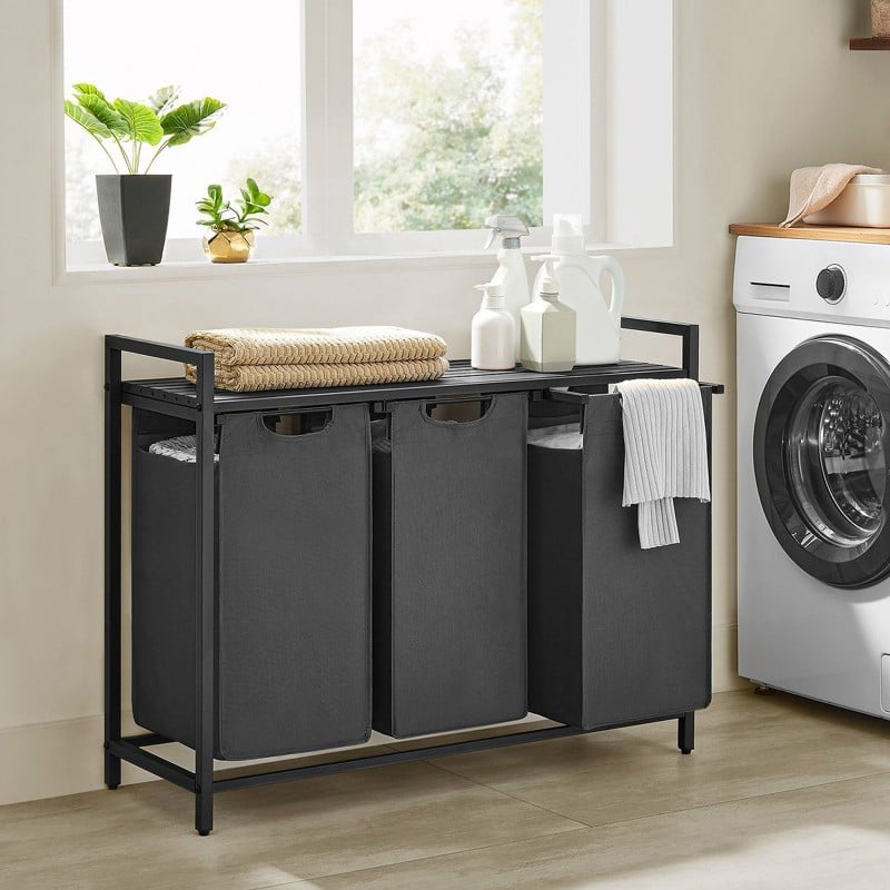 Koš za perilo Songmics Ila Trio – 3 x 38 L, siv