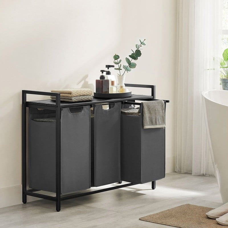 Koš za perilo Songmics Ila Trio – 3 x 38 L, siv