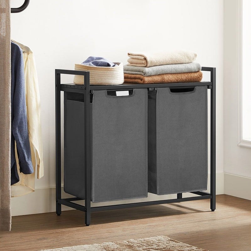 Koš za perilo Songmics Ila Duo – 2 x 46 L, siv