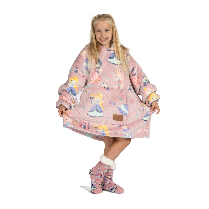 Otroška hoodie odeja Svilanit Princess Neon + Darilo: Nogavice 