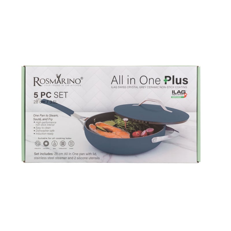 Ponev za kuhanje na pari, sotiranje in cvrtje Rosmarino Chef’s Choice All-in-One, 28 cm – modra