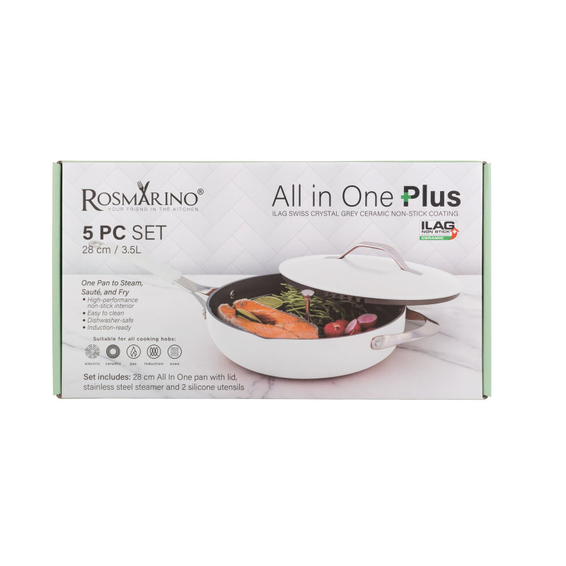 Ponev za kuhanje na pari, sotiranje in cvrtje Rosmarino Chef’s Choice All-in-One, 28 cm – bež