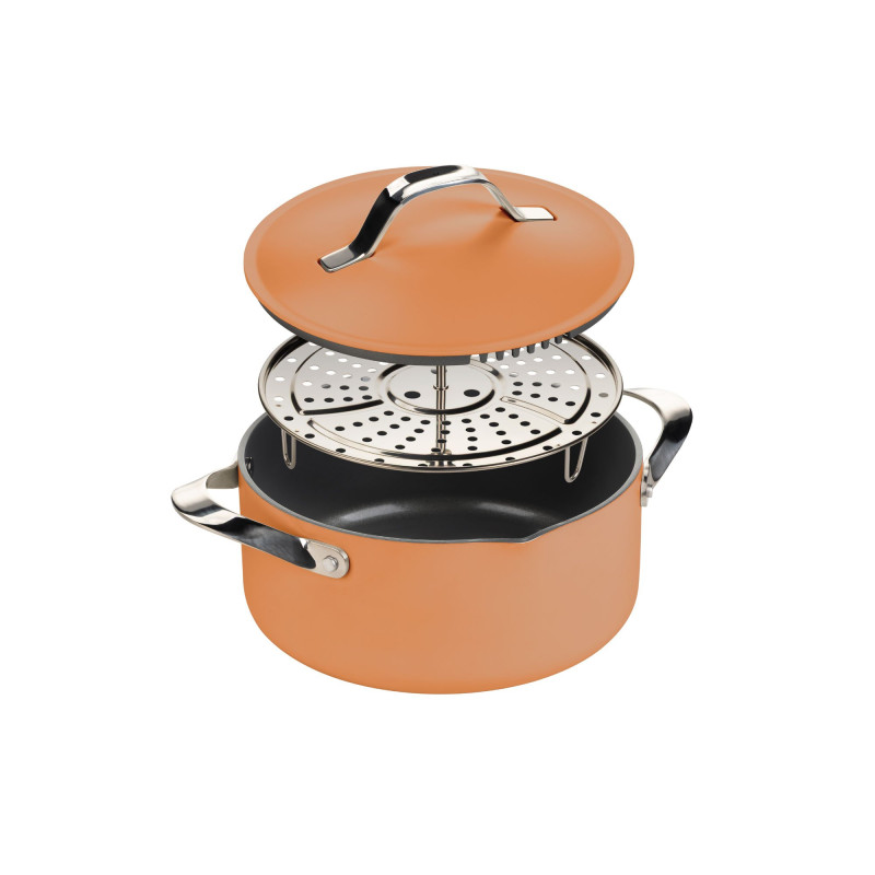 Kozica za kuhanje na pari, sotiranje in cvrtje Rosmarino Chef’s Choice All-in-One, 24 cm – terracotta