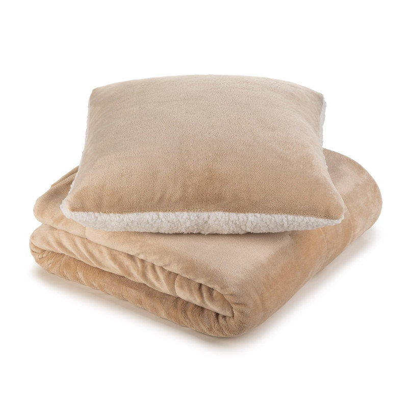 Vitapur set dekorativnega vzglavnika in odeje Svilanit Hug – peščen