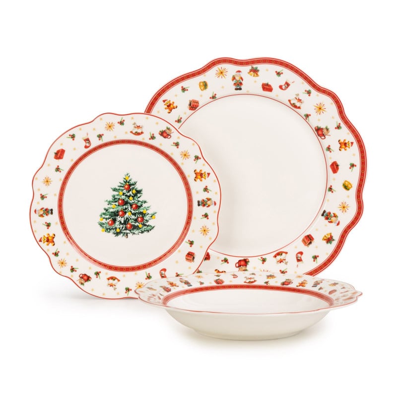 Rosmarino božični set krožnikov iz visoko kakovostnega porcelana 3 v 1