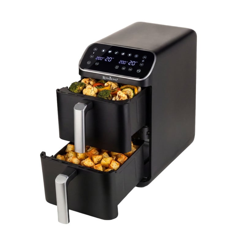 Visok cvrtnik na vroč zrak z 2 košarama Rosmarino Airfryer Tower 2.0 DuoStack – 9,4 L