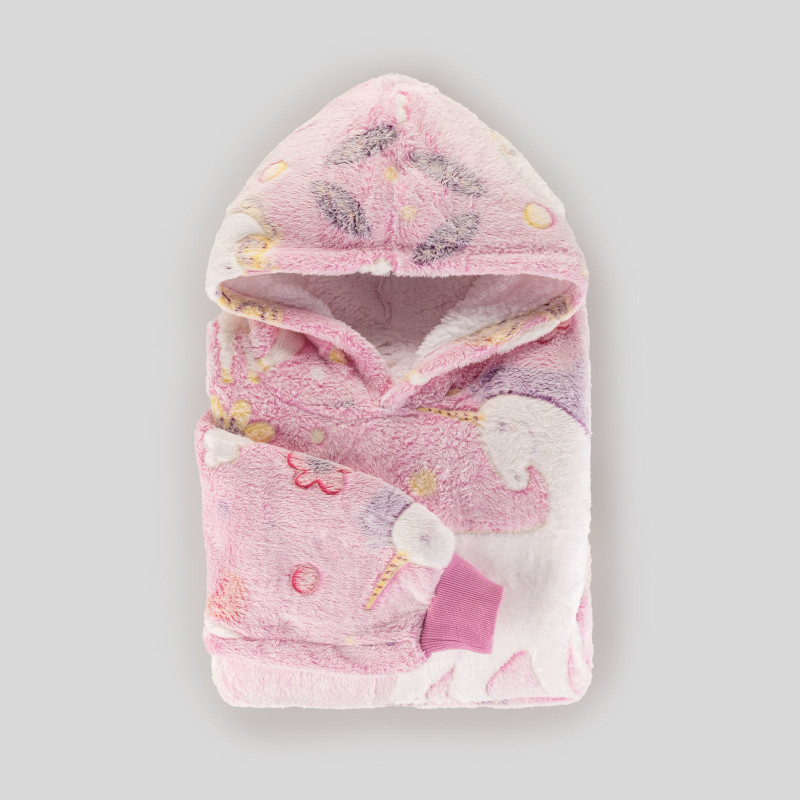 Hoodie odeja za otroke Svilanit Unicorns Neon + DARILO: nogavice