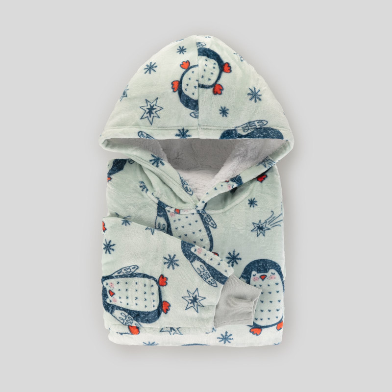 Hoodie odeja z rokavi Svilanit Cozy Penguins + DARILO: nogavice