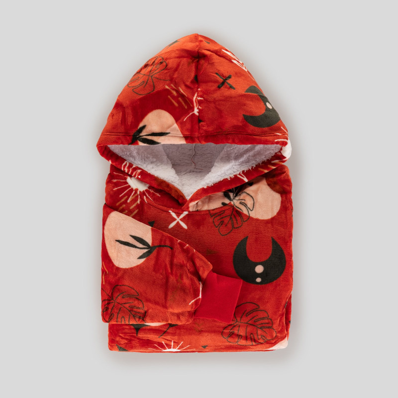 Hoodie odeja z rokavi Svilanit Mystic Red + DARILO: nogavice