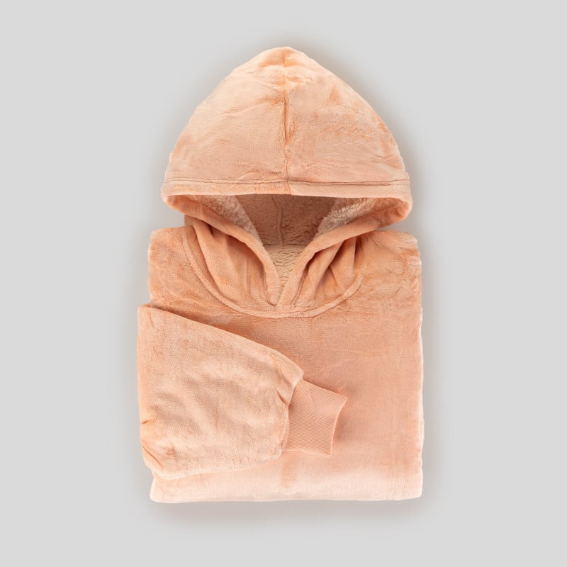 Hoodie odeja z rokavi Svilanit Ella Peach + DARILO: nogavice