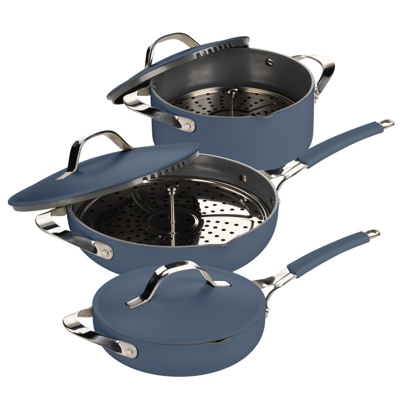 Set posod za kuhanje na pari, sotiranje in cvrtje Rosmarino Chef’s Choice All-in-One – moder
