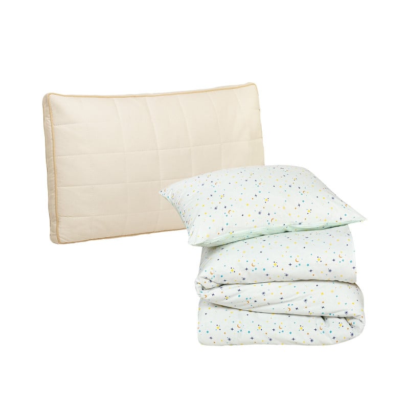 Set otroškega vzglavnika Vitapur My First Pillow in posteljnine Svilanit Skyra