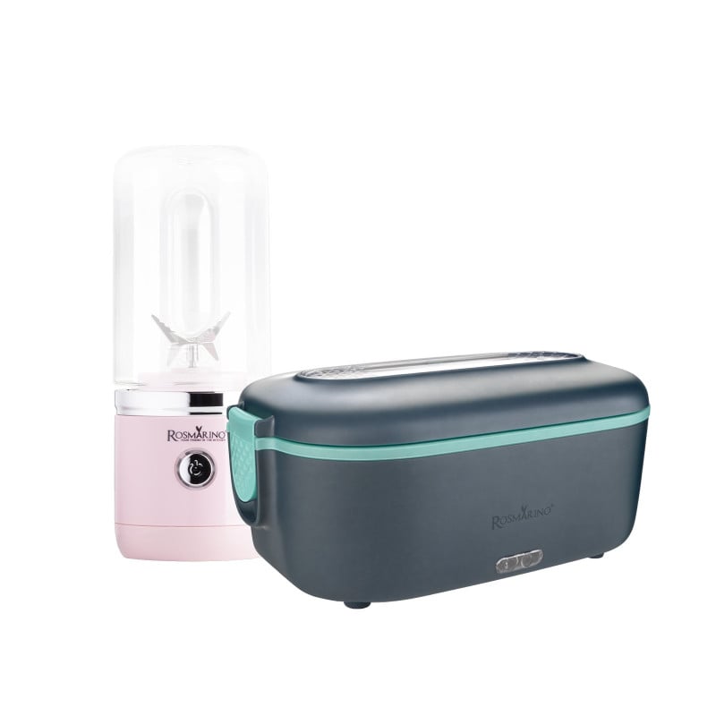 Set grelne posode za malico Rosmarino in prenosnega blenderja Rosmarino NutriMax 2 GO (roza)