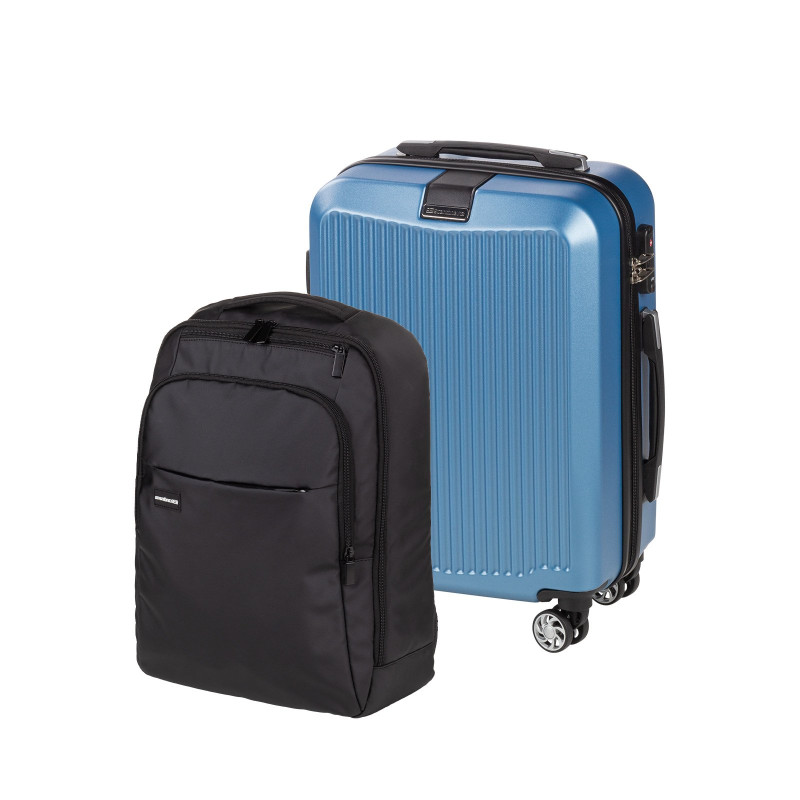 Set kabinskega kovčka Scandinavia Carbon (40 L, moder) in mestnega nahrbtnika Scandinavia Around (20 L)