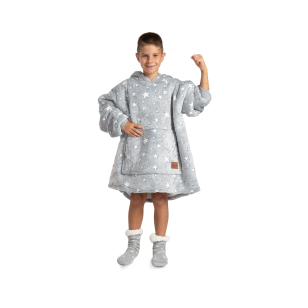 Otroška hoodie odeja Svilanit, zvezdice + Darilo: Nogavice