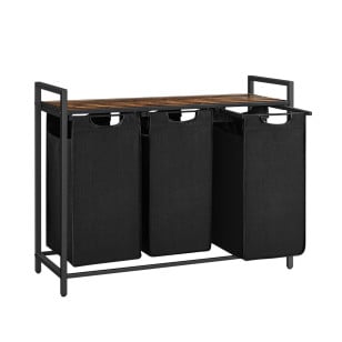 Koš za perilo Songmics Ila Trio – 3 x 38 L, črn