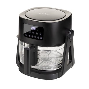 Obračljiv stekleni cvrtnik na vroč zrak 3-v-1 Rosmarino Airfryer Rotate&Grill 360° – 4,5 L + 2,5 L