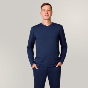 Svilanit dolga moška pižama Lennox V – Imperial Blue