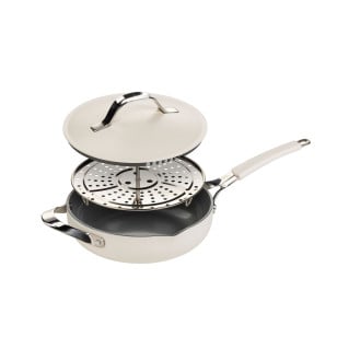 Ponev za kuhanje na pari, sotiranje in cvrtje Rosmarino Chef’s Choice All-in-One, 24 cm – bež