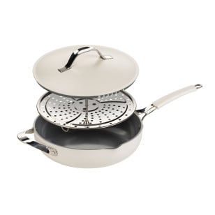 Ponev za kuhanje na pari, sotiranje in cvrtje Rosmarino Chef’s Choice All-in-One, 28 cm – bež