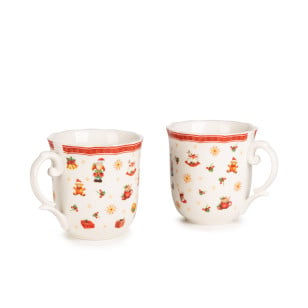Rosmarino set božičnih skodelic iz visokokakovostnega porcelana, 2 v 1, 355 ml