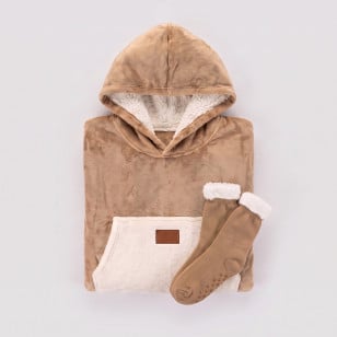 Hoodie odeja z rokavi Svilanit Ella Cocoa + DARILO: nogavice