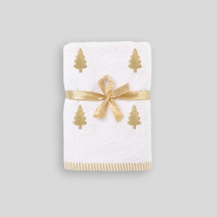 Božična kopalniška brisača z vezenino Svilanit Gold Christmas Trees – 50 x 100 cm