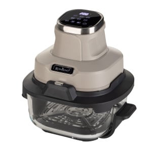 Prenosni stekleni cvrtnik na vroč zrak Rosmarino Airfryer Crispy PRO Series 6-in-1 – 4,5 L + 1,8 L, bež