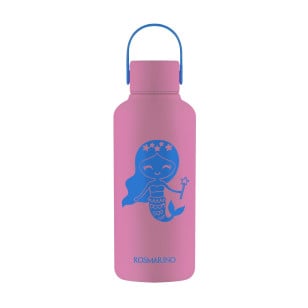Otroška steklenica za vodo Rosmarino Mermaid iz nerjavečega jekla, 600 ml – rožnata