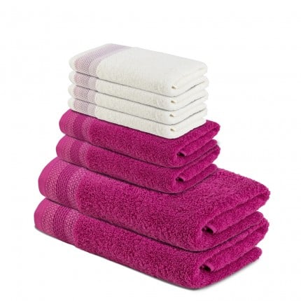 8-delni set brisač Svilanit Glam - vijolična/bela z vijolično borduro