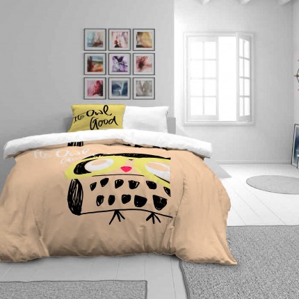 Otroška bombažna posteljnina Svilanit Happy Owl - oranžna