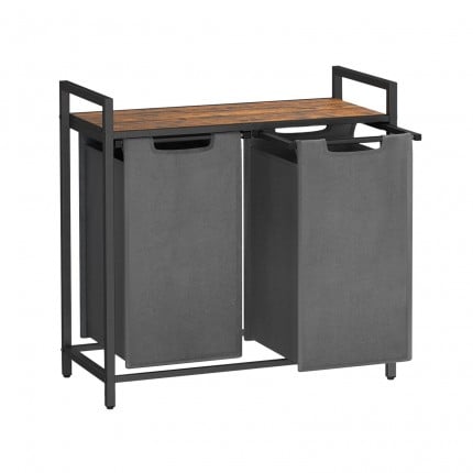 Koš za perilo Songmics Ila Duo – 2 x 46 L, siv