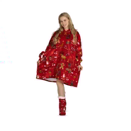 Hoodie odeja Svilanit Xmass Red + Darilo: nogavice
