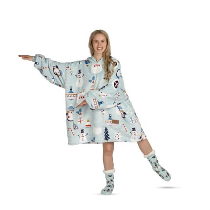 Hoodie odeja Svilanit Winter Wonderland + Darilo: nogavice