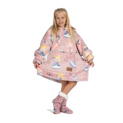 Otroška hoodie odeja Svilanit Princess Neon + Darilo: Nogavice 