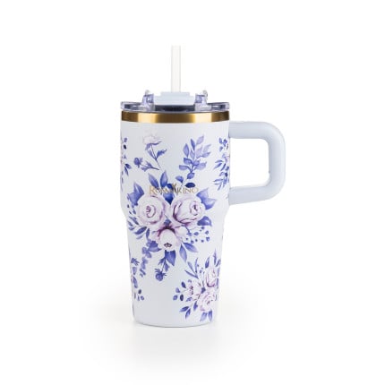 Termo lonček Rosmarino MegaCup Roses 580 ml – moder