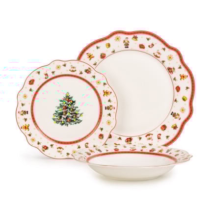 Rosmarino božični set krožnikov iz visoko kakovostnega porcelana 3 v 1