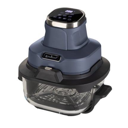 Prenosni stekleni cvrtnik na vroč zrak Rosmarino Airfryer Crispy PRO Series 6-in-1 – 4,5 L + 1,8 L, moder