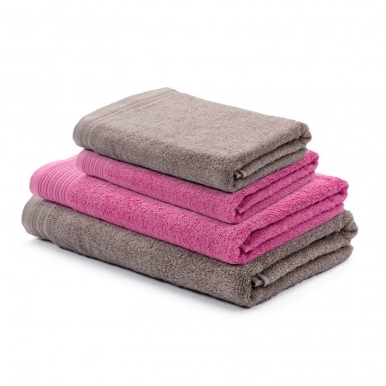 4-delni set brisač Svilanit Prima - roza/sivo rjava