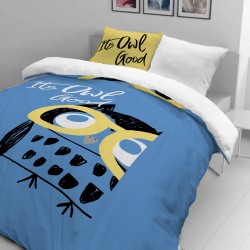 Otroška bombažna posteljnina Svilanit Happy Owl - modra